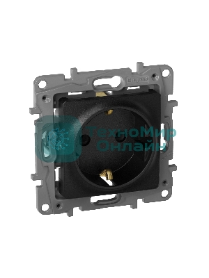 Розетка 2К+З, немецкий стандарт, винтовые зажимы, 16А, 250В~, Etika, антрацит Розетка 2К+З, немецкий стандарт, винтовые зажимы, 16А, 250В~, Etika, антрацит