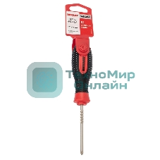 Отвертка крестовая Rexant PZ 1х75 мм, трехкомпонентная рукоятка, сталь S2