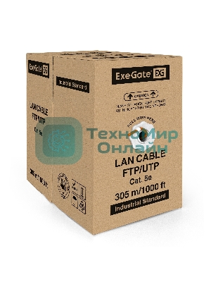 Кабель ExeGate FTP 4 пары кат.5e медь, 24AWG, экран, бухта 305м, оранжевый, LSZH