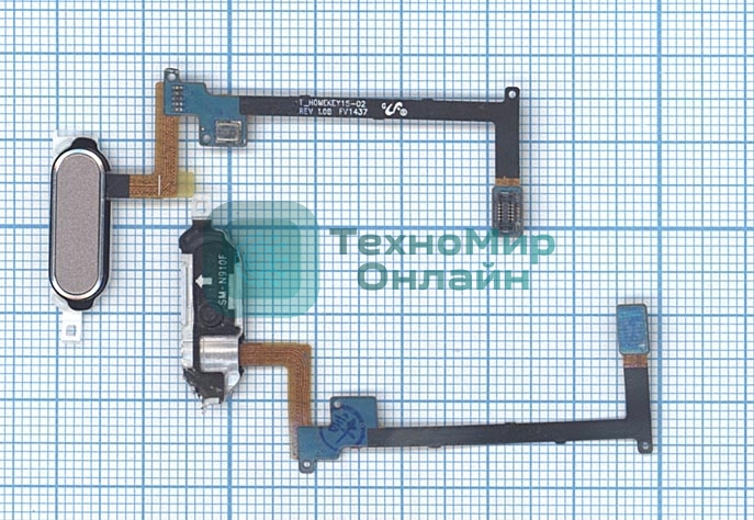 Кнопка HOME в сборе с механизмом и шлейфом для Samsung Galaxy Note 4 N910, золотая