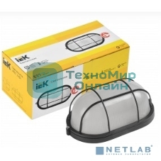 Светильник НПП 1402 60Вт E27 IP54 черный овал с решеткой IEK LNPP0-1402-1-060-K02