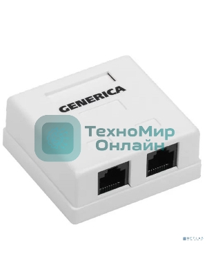 Розетка компьютерная информационная настенная RJ45 кат. 5Е UTP 2 порта GENERICA