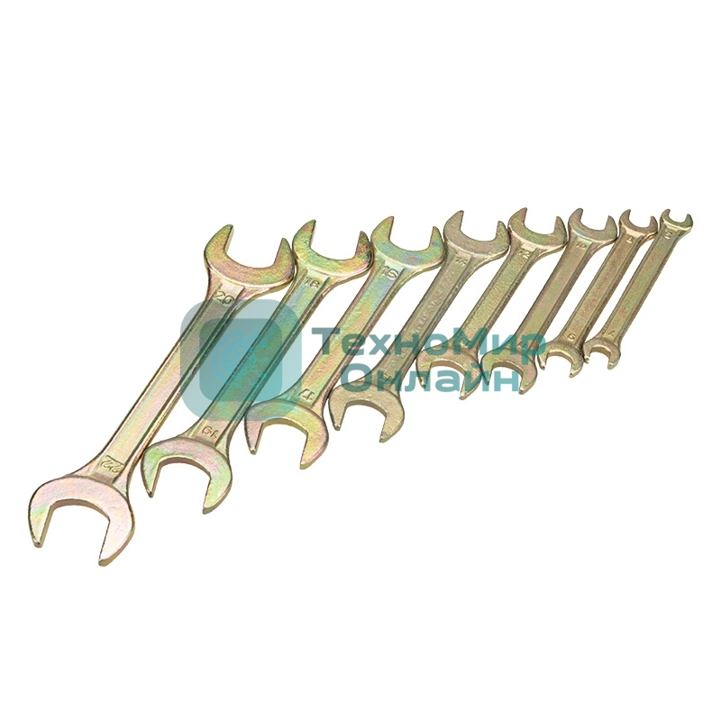 Набор ключей рожковых Rexant (6х7-20х22 мм), 8 шт., желтый цинк
