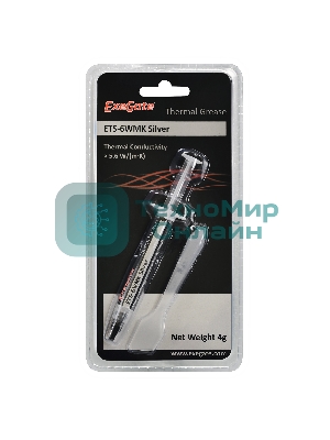 Термопаста ExeGate ETS-6WMK Silver, шприц с лопаткой, 4г