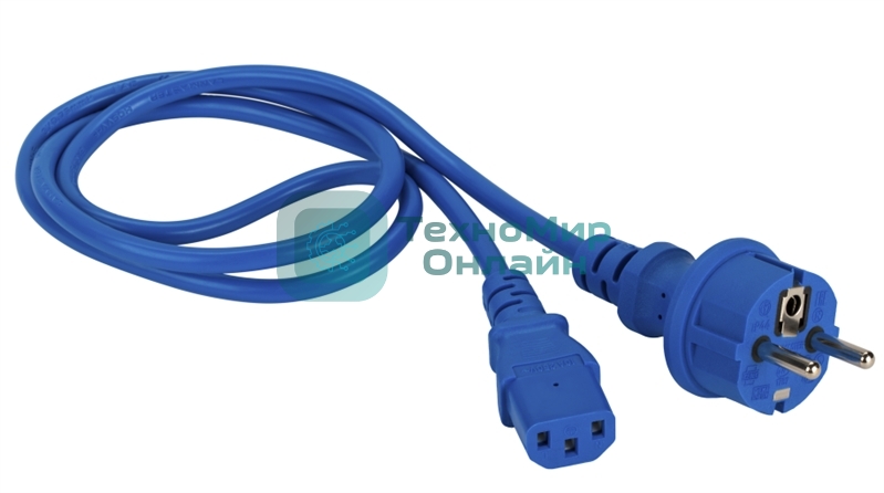 Шнур питания Lanmaster C13-Schuko прямая, 3х0.75, 220В, 10А, синий, 2 метра