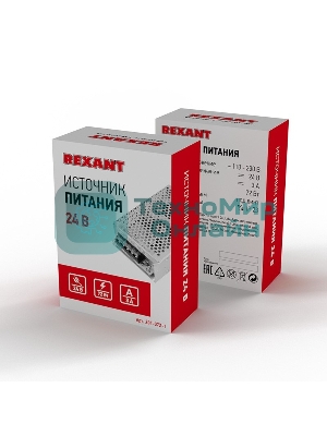 Источник питания Rexant 220 V AC/24 V DC 3 A 72 W с разъемами под винт, без влагозащиты (IP23)