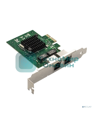 Сетевой адаптер ExeGate EXE-BCM5720 (PCI-E x1 v2.0, порты 2xRJ45, 10/100/1000Mbps, Gigabit Chipset Broadcom BCM5720)