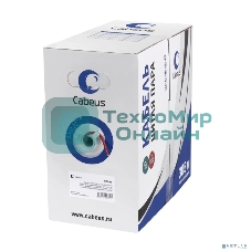 Кабель витая пара UTP (U/UTP) Cabeus UTP-4P-Cat.5e-SOLID-LSZH-RD, категория 5e, 4 пары (24 AWG), одножильный, красный, LSZH, нг(А)-HF, (305 м)