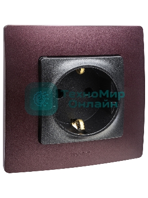 Механизм розетки 1-м СП Etika 2К+З 16А защ. шторки с заземл. винт. зажимы антрацит Legrand 672622