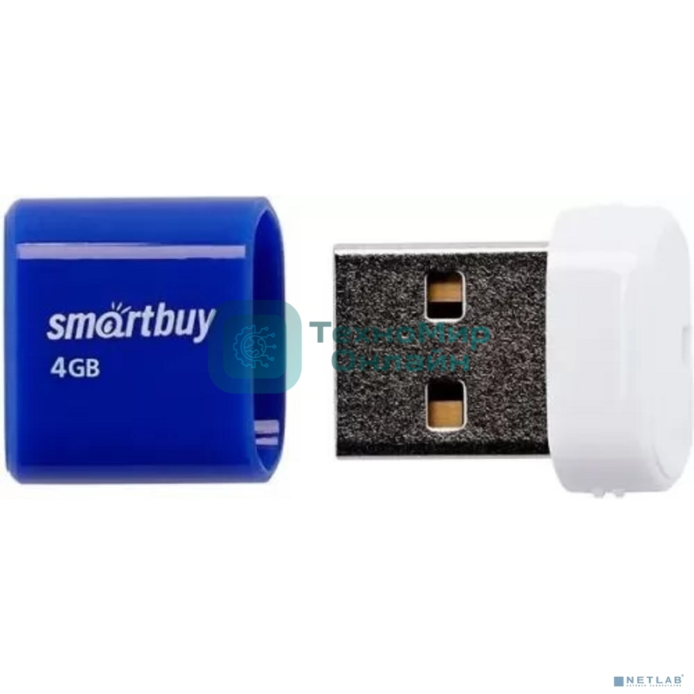 Флешка USB SmartBuy LARA Blue (SB4 GbLara-B), 4Gb, USB 2.0, R/W 15/5, синий/белый