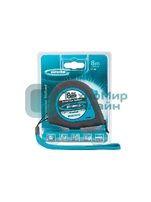 Рулетка Gross 31104 ''ergonomisch'' 8 м x 25 мм магнитный обрезиненный зацеп