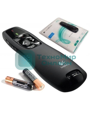 Презентер беспроводной Logitech R400 черный, радиоканал, USB, кнопки - 5