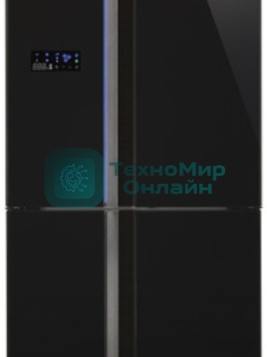 Холодильник Sharp SJ-FS97VBK черное стекло трехкамерный 393/207 л морозилка снизу