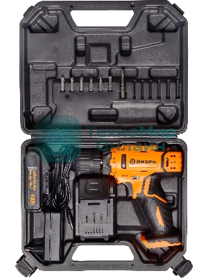 Дрель-шуруповерт аккумуляторная Вихрь ДА-18Л-2К/Б 72/14/22, Аккумуляторная, 18В, 2 АКБ, Кейс