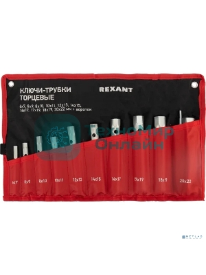 Набор ключей-трубок торцевых Rexant 6х22 мм, вороток, оцинкованные, 10 шт.