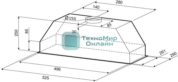 Вытяжка встраиваемая Krona Runa 600 PB черный, 60 см, 845 куб. м/ч, 53 дБ