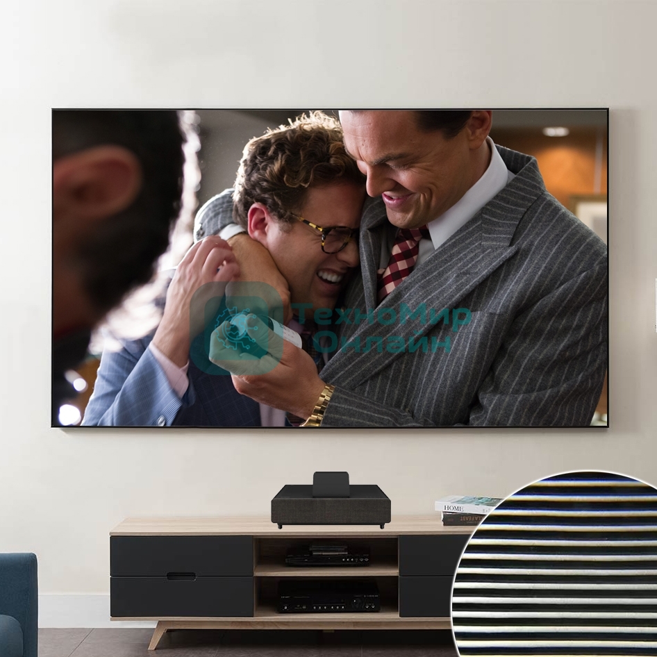 Экран Cinema S'OK SCPSFR-236x133UST-PET для ультракороткофокусных проекторов 107'' 16:9 настенный, постоянного натяжения, полотно PET Crystal ALR UST, рама черная 1 см