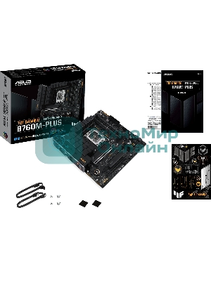 Материнская плата ASUS TUF GAMING B760M-PLUS, LGA 1700, Intel B760, 4xDDR5, 4xSATA, 2xM.2, 1xPCIe 5.0 x16, 1xPCIe 4.0 x4, 1xPCIe x1, 2xUSB-A 3.2 Gen 2, 3xUSB-A 3.2 Gen 1, 2xUSB 2.0, 1xUSB-C 3.2 Gen 2x2, 1x2.5Gb LAN, 5x3.5 мм, 7.1, mATX