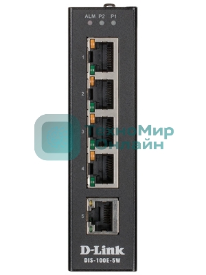 Коммутатор промышленный неуправляемый D-Link DIS-100E-5W/A1A с 5 портами 10/100Base-TX, функцией энергосбережения и поддержкой QoS