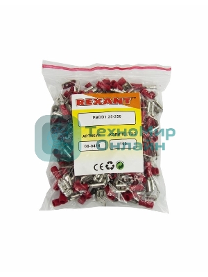 Клемма плоская Rexant изолированная гнездо 7.4 мм + штекер - 6.3 мм 0.5-1.5 мм² (РПи-О 1.5-(6.3)/РПИо 1.5-7.5)