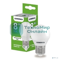 Лампа cветодиодная LED G45 IEK LL-G45-08-230-40-E27-G шар 8Вт 230В 4000К E27 GENERICA