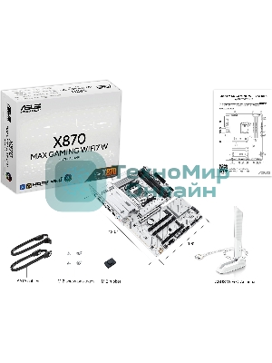 Материнская плата ASUS X870 MAX GAMING WIFI7 W, AM5, AMD X870, 4xDDR5, 4xSATA, 3xM.2, 1xPCIe 5.0 x16, 2xPCIe 4.0 x16, 1xPCIe 3.0 x16, 1xHDMI, 2xUSB Type-C (Display), 1x2.5Gb LAN, Wi-Fi 7, Bluetooth 5.4, 2xUSB-C 40Gbps, 1xUSB-A 10Gbps, 3xUSB-A 5Gbps, 4xUSB-A 2.0, 3x3.5 мм, 7.1, ATX