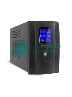 Источник бесперебойного питания CROWN Line Intractive CMU-SP650EURO LCD USB 650VA\390W, корпус металл, 1x12V/7AH, розетки 2*EURO+3*IEC, трансформатор AVR 140-290V, LCD-дисплей, съемный кабель 1.2 м, порт RJ11/45, порт USB, защита: от перегрузки, от КЗ, от скачков напражения