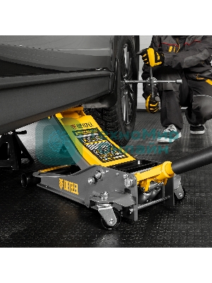 Домкрат гидравлический подкатной Denzel 3 т, 75-500 мм, быстрый подъем, низкий подхват, проф.