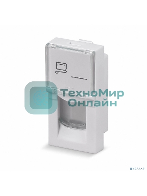 Вставка Rexant Mosaic 22,5x45, на 1 порт с прозрачной шторкой и увеличенным окном маркировки, белая