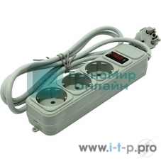 Сетевой фильтр ExeGate EX221177RUS SP-3-1.8G (3 розетки, 1.8 м, евровилка, серый)