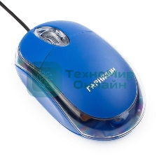 Мышь проводная Гарнизон GM-100B синий, 1000 dpi, USB, кнопки - 3