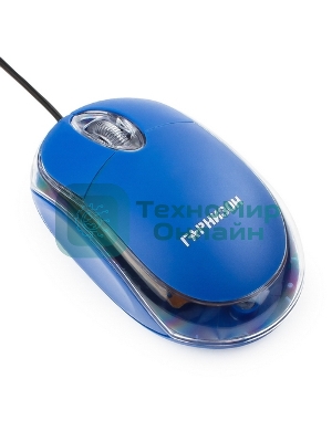 Мышь проводная Гарнизон GM-100B синий, 1000 dpi, USB, кнопки - 3