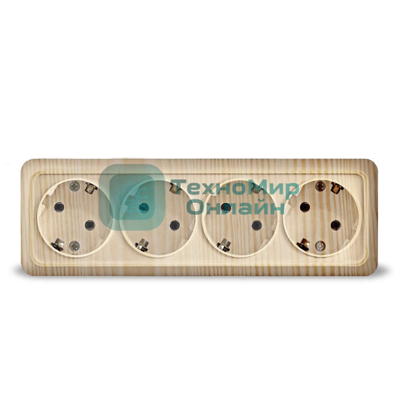 Розетка 4-м ОП Олимп с заземл. сосна UNIVersal 1175