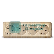 Розетка 4-м ОП Олимп с заземл. сосна UNIVersal 1175
