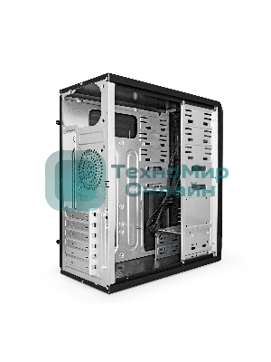 Компьютерный корпус Miditower ExeGate CP-601-UNS350 (ATX, БП UNS350 с вент. 12см, 2*USB, аудио, черный)