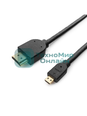 Кабель Cablexpert HDMI-micro HDMI CC-HDMID-6, 19M/19M, v2.0, медь, позол.разъемы, экран, 1.8м, черный, пакет
