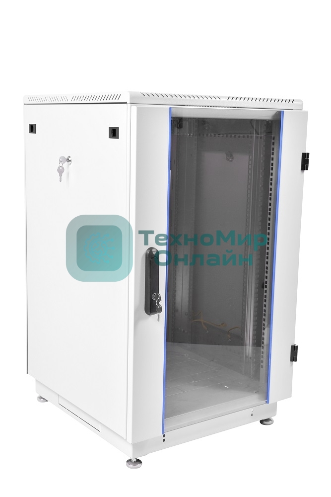 Шкаф коммутационный ЦМО ШТК-М-18.6.8-1ААА 18U 600x820 мм пер. дв. стекл задн. дв. стал. лист 2 бок. пан. направл. под закл. гайки 270 кг серый