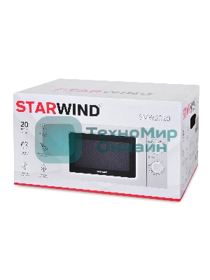 Микроволновая печь Starwind SMW3020 белый, 20 л, 700 Вт, переключатели - поворотный механизм