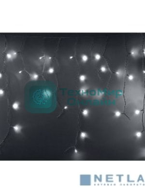 Гирлянда Neon-night Айсикл (бахрома) светодиодный, 2,4 х 0,6 м, белый провод, 230 В, диоды белые, 76 LED