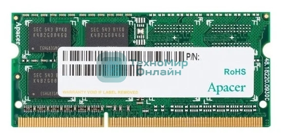 Оперативная память Apacer, DDR3, 4GB (1x4GB), 1600MHz, CL11, SO-DIMM