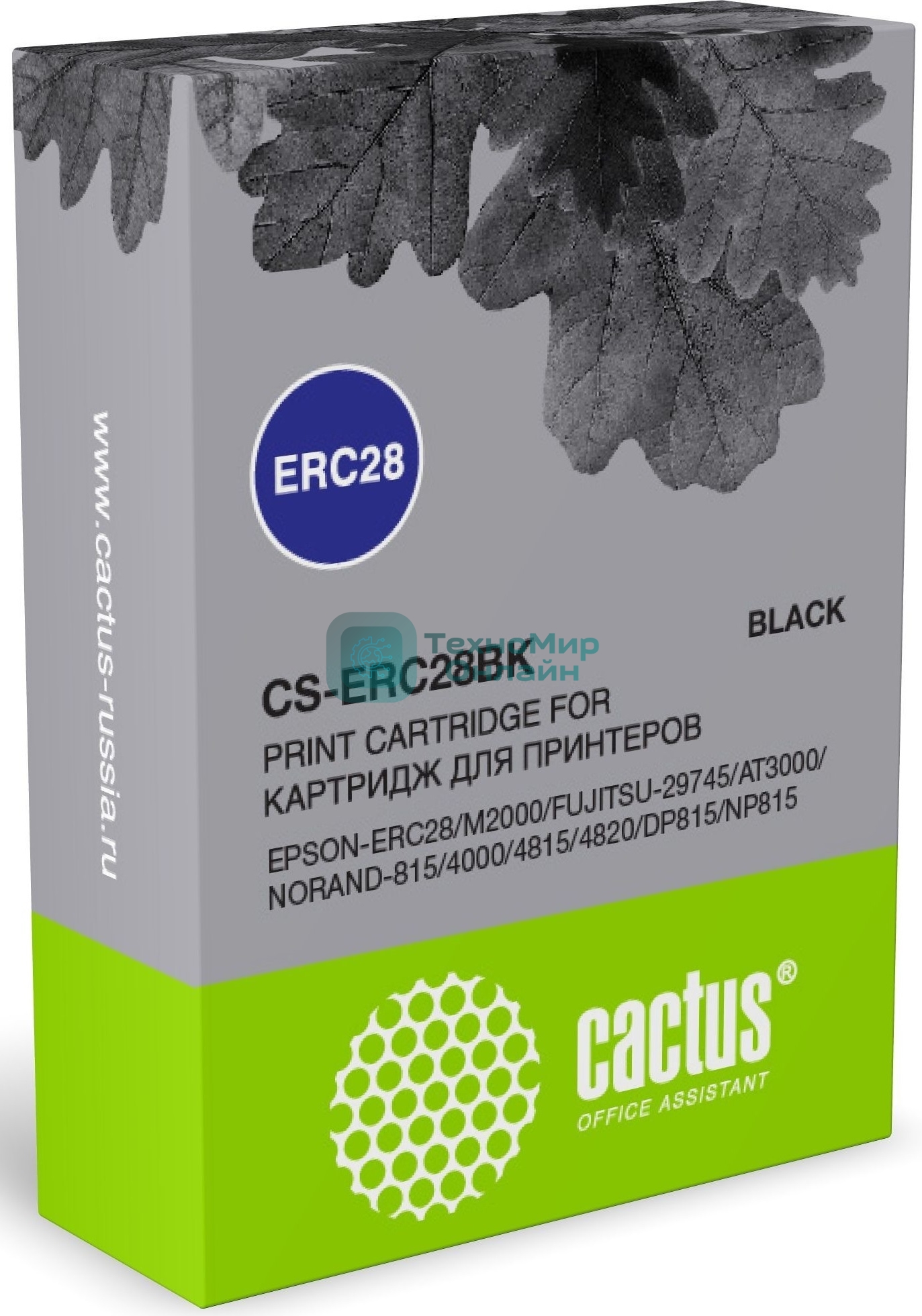 Картридж матричный Cactus CS-ERC28BK ERC28 черный (12.7 мм, 3.1 м) для Epson ERC28/M2000/FUJITSU-29745/AT3000/NORAND-815/4000/4815/4820/DP815/NP815