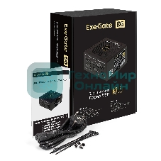 Блок питания 850W ExeGate 80 PLUS® GOLD 850VSP FС (ATX3.0, APFC, КПД 90% (80 PLUS Gold), 120мм fan, 24pin, 2x(4+4)pin, PCIE5.0/12VHPWR, 4xPCI-E, 6xSATA, 3xIDE, 1xFDD, Full Cable Management, black, Color box)