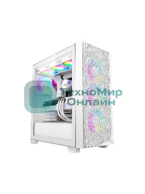 Компьютерный корпус PCCooler C3D510 WH ARGb, Tempered Glass Full Tower, White, TG, 0.7 SPCC, 3x120мм ARGb E-ATX, ATX, mATX, mITX 170/390/410мм 2x2.5
