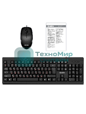 Комплект клавиатура + мышь SVEN KB-S320C клавиатура и мышь черные (USB, 105 кл, 4 кнопки, 1000 dpi)
