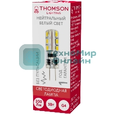 Лампа светодиодная Thomson TH-B4203 3Вт цок.: G4 капсул. 12B 4000K св. свеч. бел. нейт. (упак.: 1 шт)