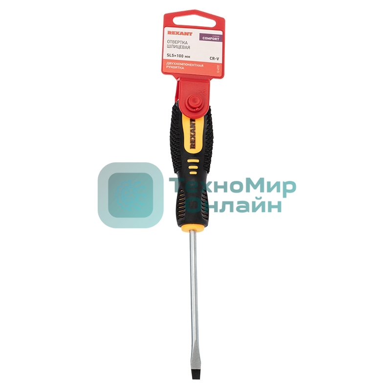 Отвертка шлицевая Rexant SL 5х100 мм, двухкомпонентная рукоятка