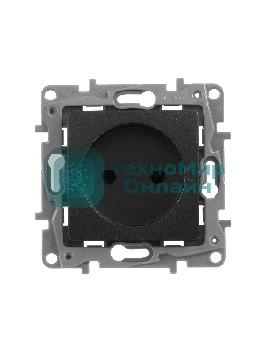 Розетка 2К на винтах, защ. шт., антрацит ETIKA