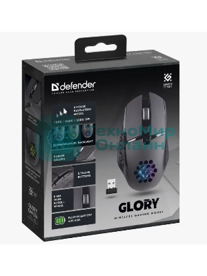 Мышь беспроводная Defender Glory GM-514 черный, 3200 dpi, радиоканал, USB, кнопки - 7