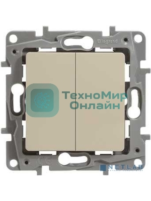 Механизм выключателя 2-кл. СП Etika 10АX безвинт. зажимы сл. кость Legrand 672302