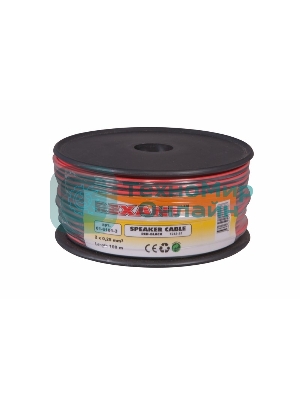 Кабель акустический Rexant 2х0,25 м м², красно-черный, бухта 100 м